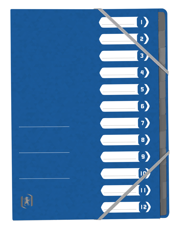 Oxford Top File + # sorteermap A4 12 vakken met elastieksluiting blauw