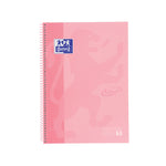 Oxford School Europeanbook # notitieboek - gekleurde rand - A4+ - geruit 5mm - 80 vel - hardcover - pastel roze