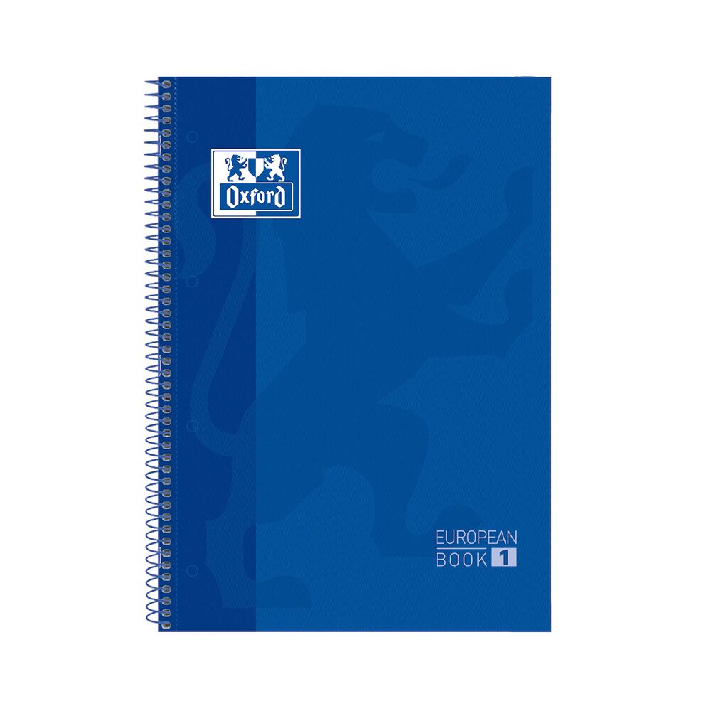 Oxford School Europeanbook # notitieboek - gekleurde rand - A4+ - gelijnd - 80 vel - hardcover - donkerblauw