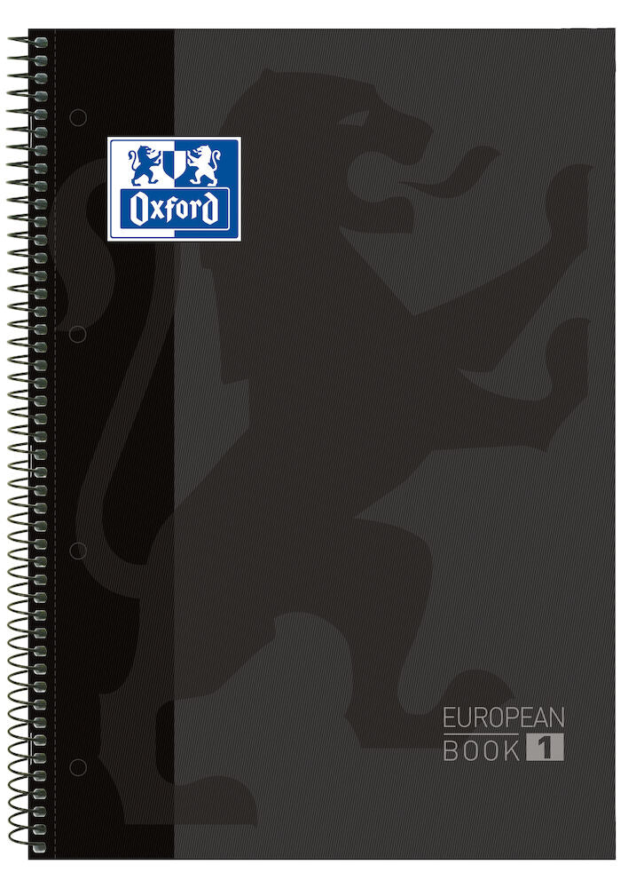 Oxford School Europeanbook # notitieboek - gekleurde rand - A4+ - gelijnd - 80 vel - hardcover - zwart