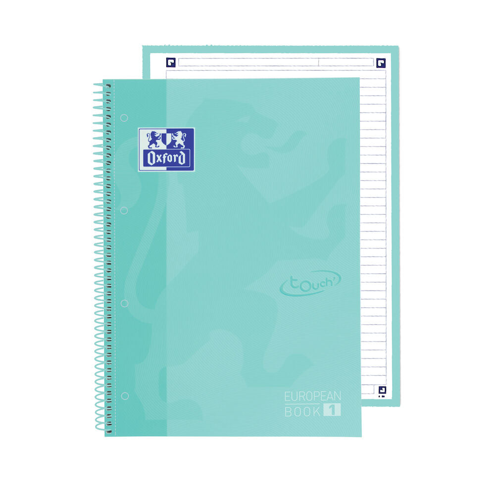 Oxford School Europeanbook # notitieboek - gekleurde rand - A4+ - gelijnd - 80 vel - hardcover - pastel mint