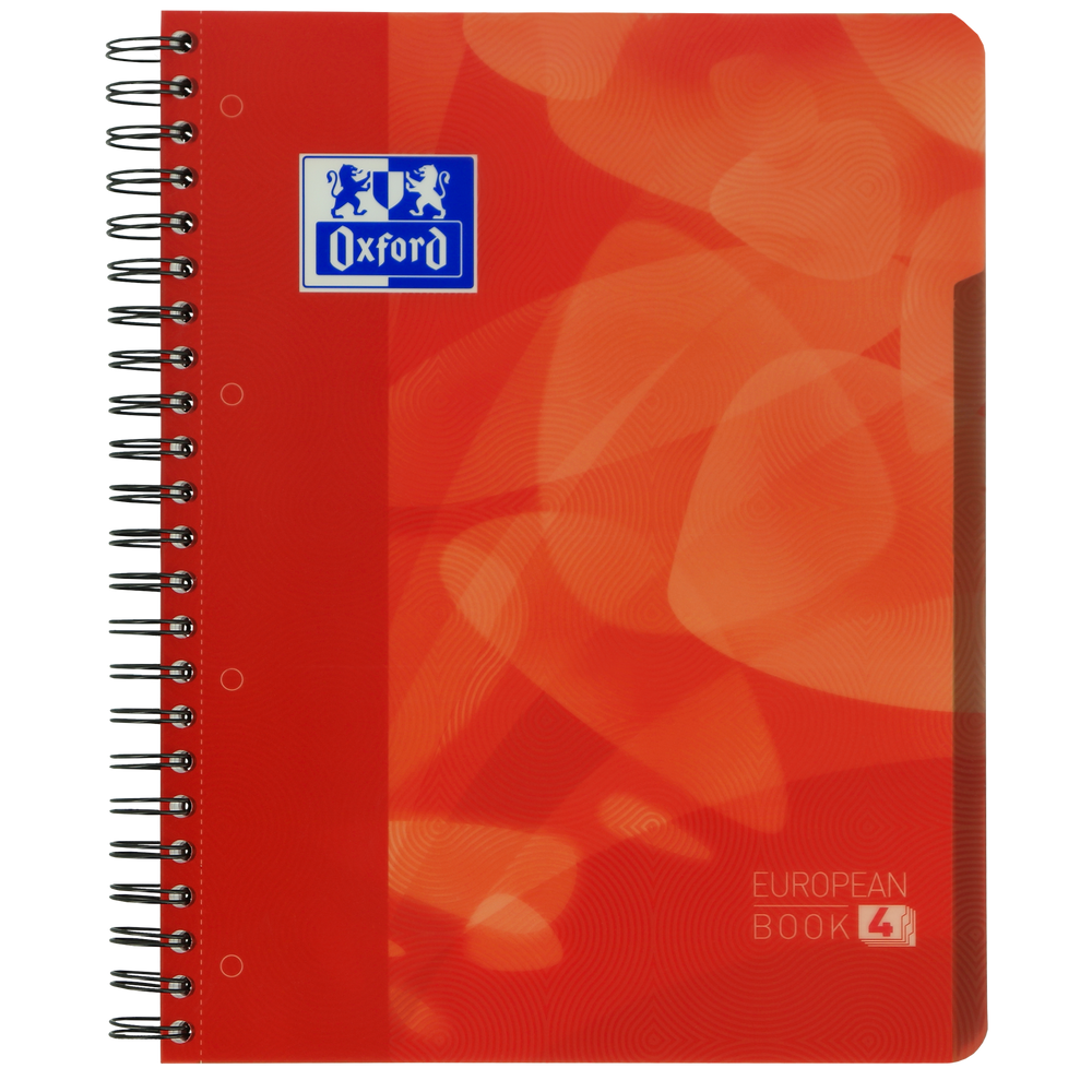 Oxford School # projectbook A4+ geruit 5mm 4 gaats 120 vel 90g soepele kunststof kaft rood