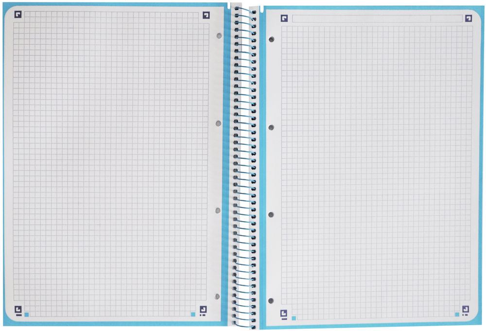 Oxford School Europeanbook # notitieboek - gekleurde rand - A4+ - geruit 5mm - 80 vel - hardcover - pastel blauw