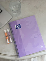Oxford School Europeanbook # notitieboek - gekleurde rand - A4+ - geruit 5mm - 80 vel - hardcover - pastel paars